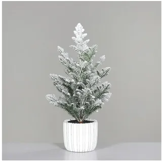 Kunstbaum Tannenbaum mit Schnee im weißen Deko Zemettopf DP künstlicher Weihnachtsbaum Tanne Kunsttanne, Seidenblumen Roß, Höhe 42 cm, aus Kunststoff 100% PE - Spritzgussverfahren weiß Ø 22 cm x 42 cm