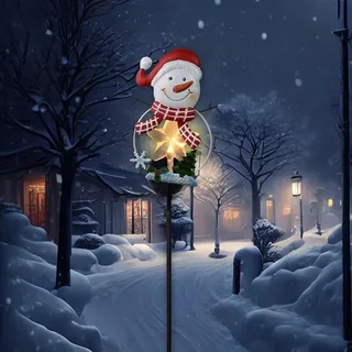 Jotekonoby Solarbetriebener Weihnachtsmann-Gartenstecker, warmweißes Licht mit stabiler Eisenkonstruktion, Weihnachts- und Wegdekoration, Outdoor-Urlaubsdisplay (Eisen- und Schnee-Handwerk)