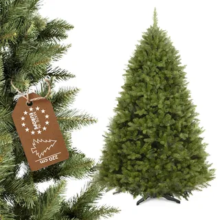 KADAX Weihnachtsbaum, künstlicher Christbaum aus PVC-Kunststoff, Fichte inkl. Kunststoffständer 220cm, Naturgetreuer Baum Ø ca. 130, Baum mit 92 Zweigen und 18 Baumkronen (Waldlichtung 220cm)