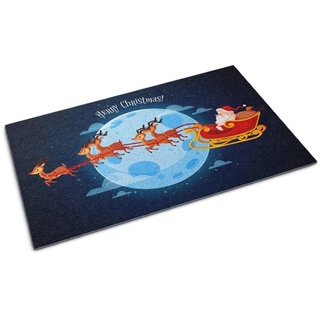 Fußmatte Weihnachten Rutschhemmend XXL Schmutzfangmatte: 150 cm x 100 cm, Tulup blau