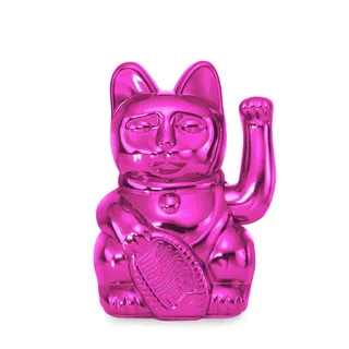 DONKEY MYNEKO Lucky Cat Shiny Pink Sorya, Glücksbringer Dekofigur, Cosmic Edition, Metallic Rosa Winkekatze, Sorglosigkeit Design Objekt
