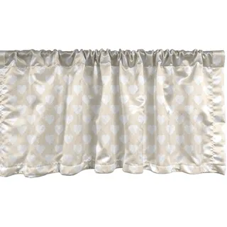 ABAKUHAUS Pastell Fenster Volant, Vintage Repetitive Herzen, Vorhang Volant für Küche Schlafzimmer Dekor mit Stangentasche, 137 cm X 30 cm, Champagner und Weiß