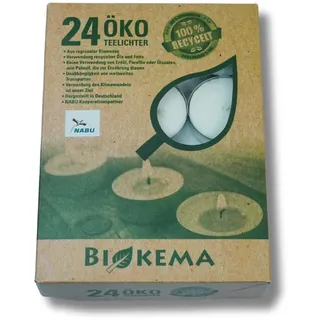 BIOKEMA - 24 nachhaltige Öko Teelichter mit Aluminium-Hülle - aus recycelten Rohstoffen - regional hergestellt