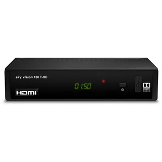 Sky Vision 150 T-HD, 1080p HDTV DVB-T2 Receiver, USB, HDMI, SCART, Coaxial - Schwarz
