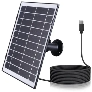 Solar Ladegerät 30W 5V für EufyCam/Wyze Cam Überwachungskamera, USB-C Anschluss, Solarpanel Ladegerät für Garten Beleuchtung, IP65 wasserdicht, mit 360° Verstellbar Halterung (A)