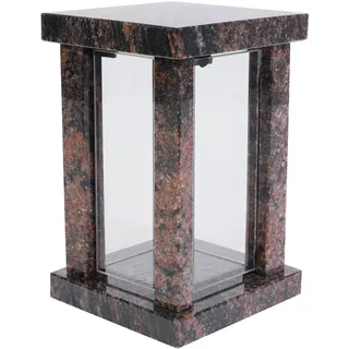 Grab-Lampe Granit Aurora Friedhof-Leuchte Grab-Schmuck Laterne hochwertig Glas