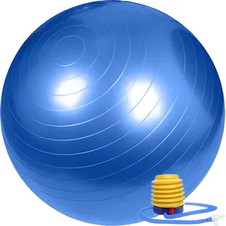 Retoo Gymnastikball 65 cm Sitzball Sportball Balance Belastbar Bürostuhl Bis 300kg Blau Retoo