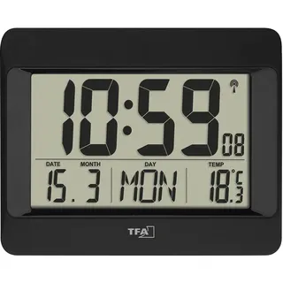 TFA Digitale Wanduhr 21,5 cm 60.4519,01 Schwarz