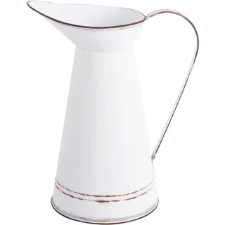 Sosoport Verzinkter Blumenkrug Rustikale Schicke Vase Blumenkrüge Im Französischen Stil Vintage-Milchkännchen Metallkrug Mit Griff Dekorative Blumenvase Für Zuhause Bauernhaus Weiß