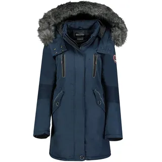 Canadian Peak Camilly_Lady - Women's Comfortable Autumn Winter Warm Mid Thick Parka - Fine Coat Fake Fur Hood - Windbreaker Jacket - Elegant Women (Navy Blue XL) - XL