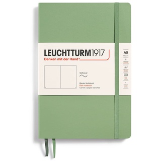 LEUCHTTURM1917 361593 Notizbuch Medium (A5), Softcover, 123 nummerierte Seiten, Salbei, blanko