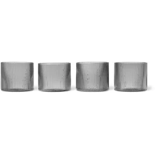 Ferm Living - Ripple Trinkglas low, smoked grey (4er-Set)