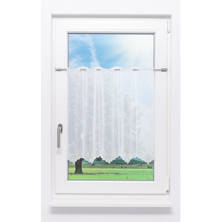 Scheibengardine von LYSEL® - Blume mit Glitzerstein " (Bx H) 80cm * 60cm" grün/mehrfarbig