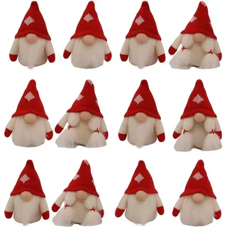 hausleben Wichtel Weihnachtswichtel 12er Set (Figurenset, 12 St., 12-teiliges Figurenset, 2 Designs à 6 Stück), Weihnachtswichtel, 2 Sorten, je 6er Set rot