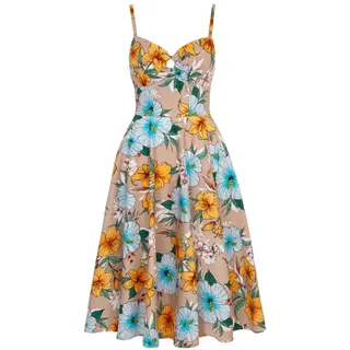 Hell Bunny Träger Kleid Pattaya Retro Blumenmuster Vintage Tropical Flowers Dress - S
