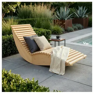 Home Deluxe Wellenholzliege 60 x 60 x 82 cm Braun
