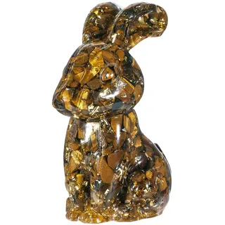 Nupuyai Tigerauge Stein Hase Figur Edelstein Kaninchen Kristall Tiere Deko | 7 cm Hase Trommelstein Harz Figur, Osterhase, Kaninchen Glücksbringer, Tierfigur Deko für Büro Haus Garten
