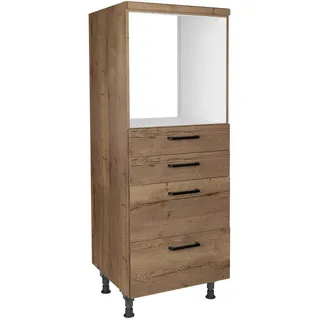 Nobilia Geräteumbauschrank Structura, Eiche dunkel, Holzwerkstoff, 4 Schublade(n) Schubladen, nur wie online abgebildet bestellbar, 60x168x58 cm, Blauer Engel, Pefc, Goldenes M, Made in Germany, DGM-Klimapakt, Küchen, Küchenmöbel, Küchenschränke, Geräteumbauschränke