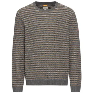CAMEL ACTIVE Mouline Strickpullover im Streifenmuster in Grau-Gelb | Gr.: XXL