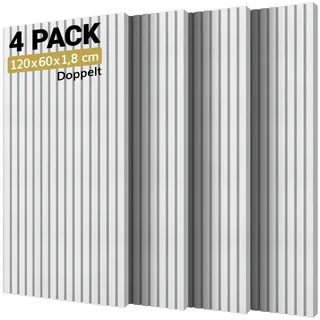 TONOR 4 Pack Akustikpaneele Selbstklebend, 120x60x1,8cm Sound Proof Panel | große Schalldämmung Akustikplatten, Schallschutz Schallabsorber Lärmschutz Wand für Studio Büro Haus Wanddekoration, Weiß