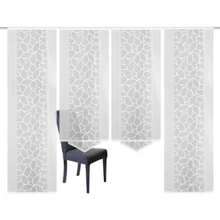 HOME WOHNIDEEN Home Fashion 94334-101 | 4er-Set SCHIEBEGARDINEN | Jacquard, Farbe: weiß, Maße: 2x 245x57 cm und 2x 160x57 cm