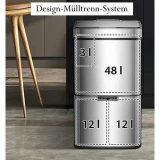 Infactory Design-Mülltrenn-System 75 l Edelstahl