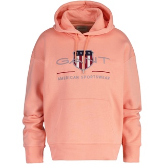GANT Damen Sweatshirt - REGULAR ARCHIVE SHIELD HOODIE, Kapuzen-Pullover, Logo Pfirsich (Peachy Pink) XL