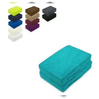 EXKLUSIV HEIMTEXTIL Spannbettlaken Frottee 90 - 100 x 200 cm türkis 2 St.