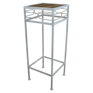Blumenhocker/Beistelltisch aus Metall/Holz grau eckig Gr. L (P-12192)