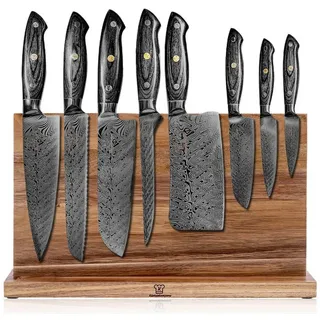 Küchenkompane Messer-Set Messerset mit magnetischem Messerblock - 8-teiliges Küchenmesser Set (2-tlg) grau|schwarz|silberfarben