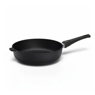 Hoffmann Germany Bratpfanne STONIQ PFAS-frei Ø 28 cm hoher Rand – Made in Germany, Aluguss (1-tlg., 1x Pfanne Ø 28 cm mit hohem Rand), abnehmbarer Griff, backofenfest bis 300°C, Induktion Schmorpfanne schwarz Ø 28 cm