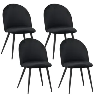 Albatros Esszimmerstuhl CAPO Samt Schwarz 4er Set