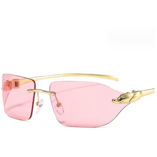 Juoungle Sonnenbrille Retro Mode Rahmenlose Sonnenbrille für Damen Herren rosa