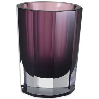 Casa Padrino Luxus Deko Glas Vase Lila Ø 11 x H. 15 cm - Elegante handgefertigte 8-eckige Blumenvase - Deko Accessoires