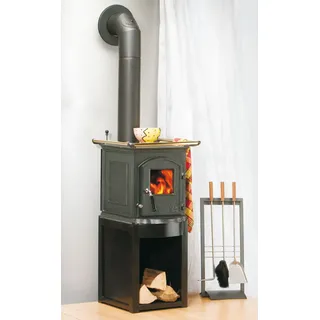 Kaminofen Globe-fire Pluto Cooking raumluftunabhängig Guss schwarz 5kW