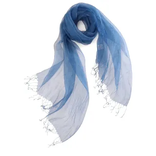 Prettystern Damen einfarbig Organza Seide Festlich Stola Fransen Seidenschal für Abendkleid blau - 200cm X 70cm
