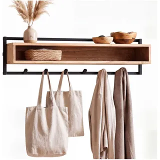 FineBuy Wandgarderobe Akazie 90 cm Braun