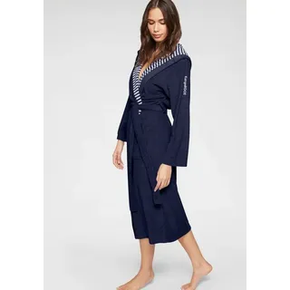 KangaROOS Damenbademantel »Dalia, ideal für Sauna & Spa, Hotelbademantel, Morgenmantel«, (1 St.), Uni-Farben und innen mit Streifen, Bademantel mit Taschen, XS-2XL, blau