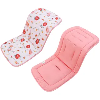 LAT Universal Sitzauflage Kinderwagen, Baumwolle Doppelseitig Verwendbares Sitzeinlage für Kinderwagen, 78x34cm Universal Kinderwagen Einlage für Babyschale Buggy (Blume)