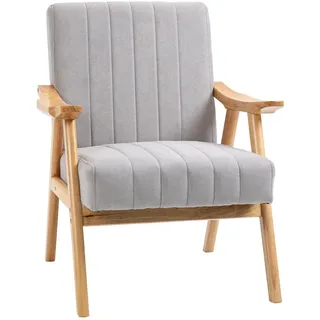 Homcom Ohrensessel Samt 74 x 82 x 68 cm Hellgrau