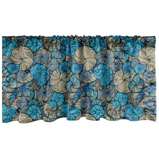 Abakuhaus Scheibengardine Vorhang Volant für Küche Schlafzimmer Dekor mit Stangentasche, Microfaser, Muschel Unterwasser-Maritime Theme blau 137 cm x 30 cm