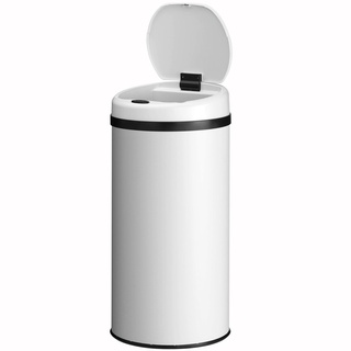 Juskys Automatik Mülleimer mit Sensor 40L - Abfalleimer mit elektrischem Deckel für Küche - Weiß