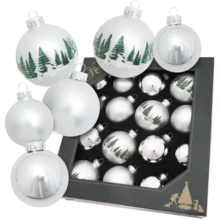 Krebs Glas Lauscha Christbaumschmuck, Exklusives Glaskugel-Set 16-teilig