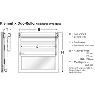 Liedeco Klemmfix Duo-Rollo 80 x 210 cm Polyester Beige Natur