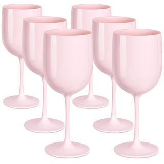 AODIGEGE Weingläser Plastik 6 Stück, Wiederverwendbar Gläser Sektgläser Plastik 15oz Champagner Gläser Prosecco Gläser(Pink)