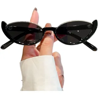 BUCROS Sonnenbrille Herren Kleine Halbrahmen Sonnenbrille Frauen Katze Augen Vintage Moderne Brillen Luxusmarke Designer Sonnenbrille-Black