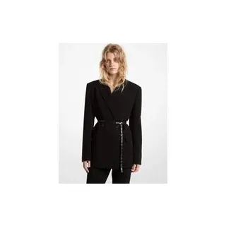 MK Zweireihiger Blazer Aus Krepp Mit Gürtel - Schwarz - Michael Kors - EU 36