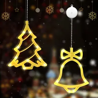 FORMIZON LED Sterne Weihnachtsbeleuchtung, 10 LED Weihnachtsdeko mit Saugnäpfe, LED Sterne Lichterkette, Warmweiß LED Sterne Weihnachts Fenster Party für Innen Außen Balkon