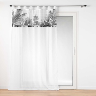 Douceur d'Intérieur, Vorhang mit Schlaufen (140 x 240 cm) Palmira, Weiß, sandgestrahlt, mit bedrucktem Oberteil