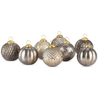 Mirabeau Christbaumschmuck Weihnachtsschmuck 8er Set Silverlake silber, Weihnachtsdekoration silberfarben